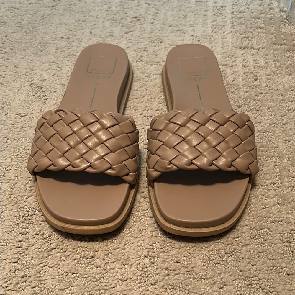 Women's Dolce Vita Clear Tan Woven Slide Sandals